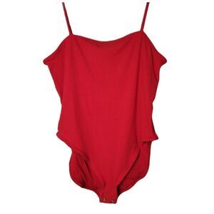 Old Navy Bright Red adjustable strap snap buttoned ribbed bodysuit 3x NWT